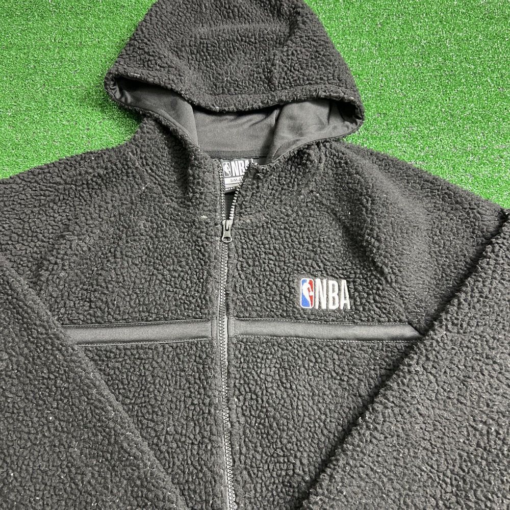 NBA Hooded Sherpa Full Zip Black Jacket Men's Size Small‎